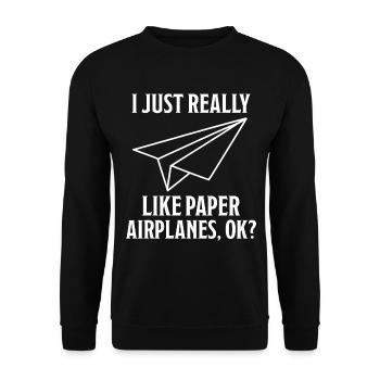 Avion en papier disant blague Avion en papier cadeau - Sweat-shirt Unisexe - noir - Devant - Alina (178cm) & Michal (187cm)