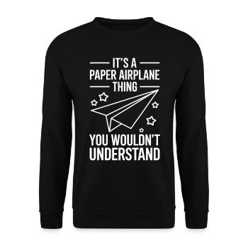 Avion en papier disant blague Avion en papier cadeau - Sweat-shirt Unisexe - noir - Devant - Alina (178cm) & Michal (187cm)
