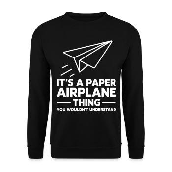 Avion en papier disant blague Avion en papier cadeau - Sweat-shirt Unisexe - noir - Devant - Alina (178cm) & Michal (187cm)
