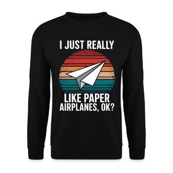 Avion en papier disant blague Avion en papier cadeau - Sweat-shirt Unisexe - noir - Devant - Alina (178cm) & Michal (187cm)