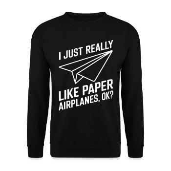 Avion en papier disant blague Avion en papier cadeau - Sweat-shirt Unisexe - noir - Devant - Alina (178cm) & Michal (187cm)