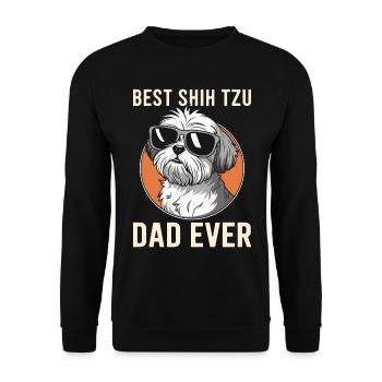 Shih Tzu Saying Dad Funny Shih Tzu Gift - Unisex Sweatshirt - black - Front - Alina (178cm) & Michal (187cm)