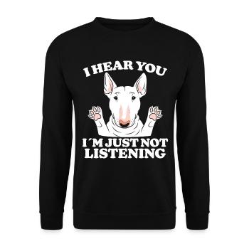 Bullterrier Spruch Lustiges Bullterrier Geschenk - Unisex Pullover - Schwarz - Vorne - Alina (178cm) & Michal (187cm)