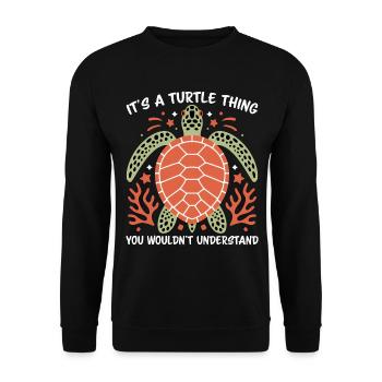 Schildkröte Spruch Lustiges Schildkröten Geschenk - Unisex Pullover - Schwarz - Vorne - Alina (178cm) & Michal (187cm)