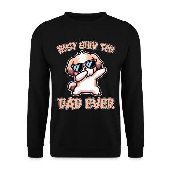 Shih Tzu Saying Dad Funny Shih Tzu Gift - Unisex Sweatshirt - black - Front - Alina (178cm) & Michal (187cm)