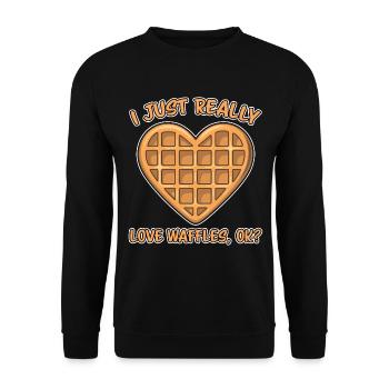 Waffles Saying Dessert Funny Waffles Gift - Unisex Sweatshirt - black - Front - Alina (178cm) & Michal (187cm)
