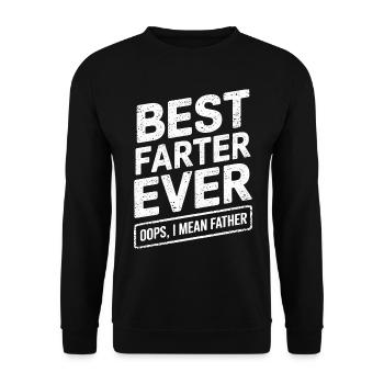 Furz Spruch Furzen Papa Pups Lustige Furz Geschenk - Unisex Pullover - Schwarz - Vorne - Alina (178cm) & Michal (187cm)