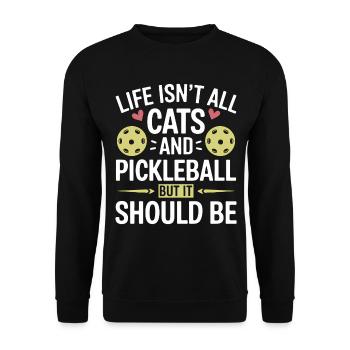 Pickleball Saying Cat Funny Pickleball Gift - Unisex Sweatshirt - black - Front - Alina (178cm) & Michal (187cm)