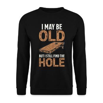Cornhole Spruch Lustiges Cornhole Geschenk - Unisex Pullover - Schwarz - Vorne - Alina (178cm) & Michal (187cm)