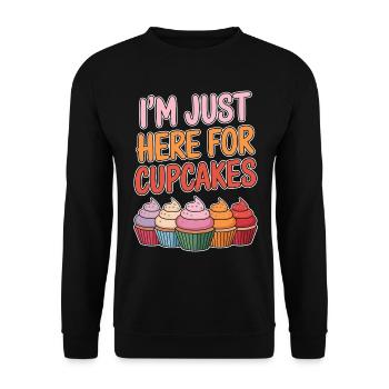 Cupcake Spruch Cupcakes Lustiges Cupcake Geschenk - Unisex Pullover - Schwarz - Vorne - Alina (178cm) & Michal (187cm)