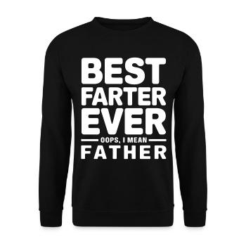 Furz Spruch Furzen Papa Pups Lustige Furz Geschenk - Unisex Pullover - Schwarz - Vorne - Alina (178cm) & Michal (187cm)
