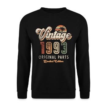 Millésime 1993 Anniversaire Rétro - Sweat-shirt Unisexe - noir - Devant - Alina (178cm) & Michal (187cm)