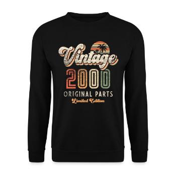 Vintage 2000 Anniversaire Rétro - Sweat-shirt Unisexe - noir - Devant - Alina (178cm) & Michal (187cm)