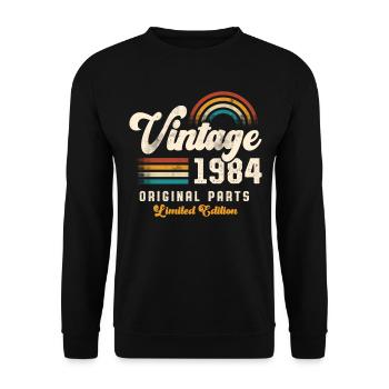 Vintage 1984 Birthday Retro - Unisex Sweatshirt - black - Front - Alina (178cm) & Michal (187cm)