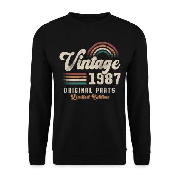 Vintage 1987 Birthday Retro - Unisex Sweatshirt - black - Front - Alina (178cm) & Michal (187cm)