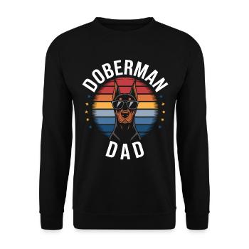 Dobermann Spruch Papa Lustiges Dobermann Geschenk - Unisex Pullover - Schwarz - Vorne - Alina (178cm) & Michal (187cm)