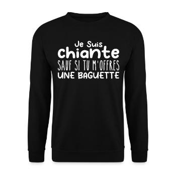 Femme qui adore : Baguette. Designs Drôles Humour - Sweat-shirt Unisexe - noir - Devant - Alina (178cm) & Michal (187cm)