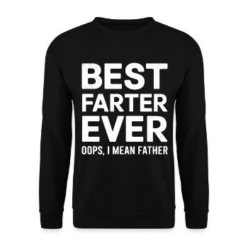 Furz Spruch Furzen Papa Pups Lustige Furz Geschenk - Unisex Pullover - Schwarz - Vorne - Alina (178cm) & Michal (187cm)