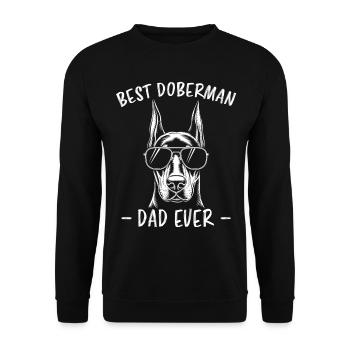Dobermann Spruch Papa Lustiges Dobermann Geschenk - Unisex Pullover - Schwarz - Vorne - Alina (178cm) & Michal (187cm)