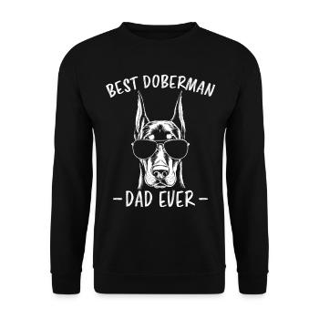 Dobermann Spruch Papa Lustiges Dobermann Geschenk - Unisex Pullover - Schwarz - Vorne - Alina (178cm) & Michal (187cm)