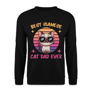 Siamkatze Spruch Siamkatze Papa Siamkatze Geschenk - Unisex Pullover - Schwarz - Vorne - Alina (178cm) & Michal (187cm)