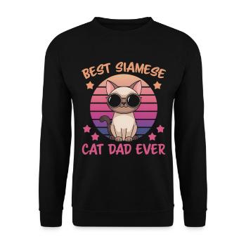 Siamkatze Spruch Siamkatze Papa Siamkatze Geschenk - Unisex Pullover - Schwarz - Vorne - Alina (178cm) & Michal (187cm)