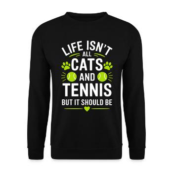 Tennis Saying Cats Funny Tennis Gift - Unisex Sweatshirt - black - Front - Alina (178cm) & Michal (187cm)