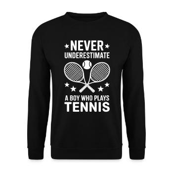Tennis Saying Boys Funny Tennis Gift - Unisex Sweatshirt - black - Front - Alina (178cm) & Michal (187cm)