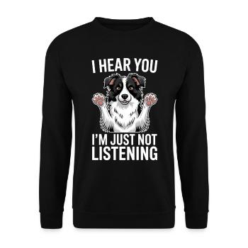Border Collie disant drôle Border Collie cadeau - Sweat-shirt Unisexe - noir - Devant - Alina (178cm) & Michal (187cm)