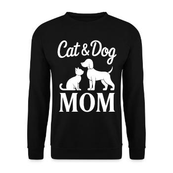 Katze und Hund Spruch Lustiges Haustier Geschenk - Unisex Pullover - Schwarz - Vorne - Alina (178cm) & Michal (187cm)