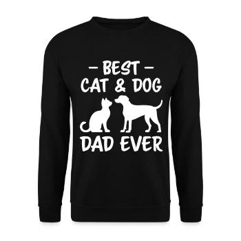 Katze und Hund Spruch Lustiges Haustier Geschenk - Unisex Pullover - Schwarz - Vorne - Alina (178cm) & Michal (187cm)