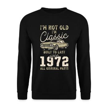 Né en 1972 Anniversaire Voiture classique - Sweat-shirt Unisexe - noir - Devant - Alina (178cm) & Michal (187cm)