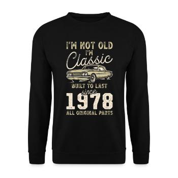 Né en 1978 Anniversaire Voiture classique - Sweat-shirt Unisexe - noir - Devant - Alina (178cm) & Michal (187cm)