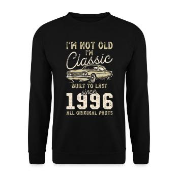 Né en 1996 Anniversaire Voiture classique - Sweat-shirt Unisexe - noir - Devant - Alina (178cm) & Michal (187cm)
