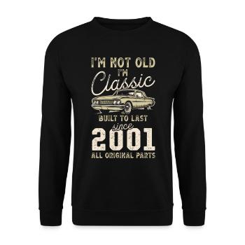 Né en 2001 Anniversaire Voiture classique - Sweat-shirt Unisexe - noir - Devant - Alina (178cm) & Michal (187cm)