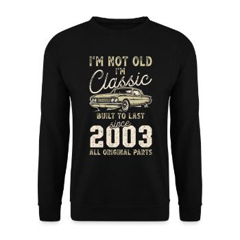 Born 2003 Birthday Classic Car - Unisex Sweatshirt - black - Front - Alina (178cm) & Michal (187cm)
