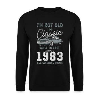 Born 1983 Birthday Classic Car - Unisex Sweatshirt - black - Front - Alina (178cm) & Michal (187cm)