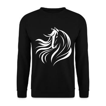 Pferde Spruch Reitsport Lustiges Pferde Geschenk - Unisex Pullover - Schwarz - Vorne - Alina (178cm) & Michal (187cm)