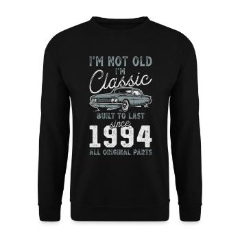 Born 1994 Birthday Classic Car - Unisex Sweatshirt - black - Front - Alina (178cm) & Michal (187cm)