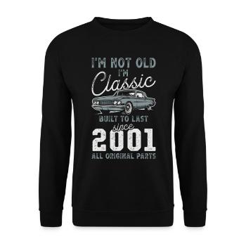 Né en 2001 Anniversaire Voiture classique - Sweat-shirt Unisexe - noir - Devant - Alina (178cm) & Michal (187cm)