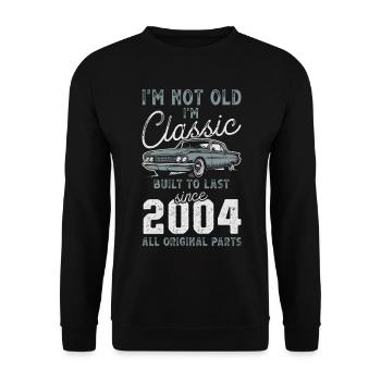 Geboren 2004 Geburtstag Oldtimer - Unisex Pullover - Schwarz - Vorne - Alina (178cm) & Michal (187cm)
