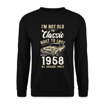 Né en 1958 Anniversaire Voiture classique - Sweat-shirt Unisexe - noir - Devant - Alina (178cm) & Michal (187cm)