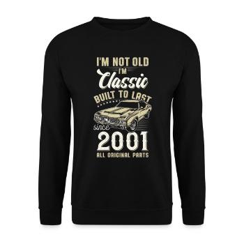 Né en 2001 Anniversaire Voiture classique - Sweat-shirt Unisexe - noir - Devant - Alina (178cm) & Michal (187cm)