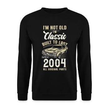 Geboren 2004 Geburtstag Oldtimer - Unisex Pullover - Schwarz - Vorne - Alina (178cm) & Michal (187cm)