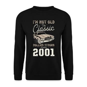 Né en 2001 Anniversaire Voiture classique - Sweat-shirt Unisexe - noir - Devant - Alina (178cm) & Michal (187cm)