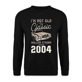 Geboren 2004 Geburtstag Oldtimer - Unisex Pullover - Schwarz - Vorne - Alina (178cm) & Michal (187cm)