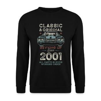 Né en 2001 Anniversaire Voiture classique - Sweat-shirt Unisexe - noir - Devant - Alina (178cm) & Michal (187cm)
