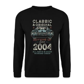 Né en 2004 Anniversaire Voiture classique - Sweat-shirt Unisexe - noir - Devant - Alina (178cm) & Michal (187cm)