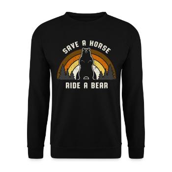Save a Horse Ride a Bear Gay Bears Pride Retro - Unisex Sweatshirt - black - Front - Alina (178cm) & Michal (187cm)