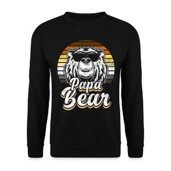 Papa Bear Gay Pride Cooler Bär Flagge Retro Look - Unisex Pullover - Schwarz - Vorne - Alina (178cm) & Michal (187cm)